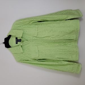Denim & Co Lime Green Lace Jacket S